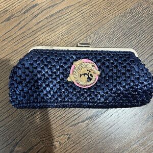 Lilly Pulitzer Navy Clutch with Gold and Pink Detail
